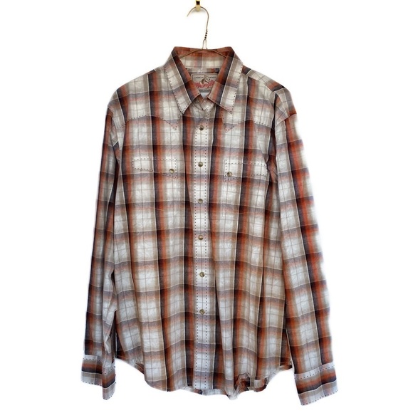 WRANGLER Vintage Western plaid button down Mens size L - Picture 1 of 8